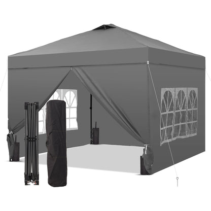 Ainfox 10x10 Pop up Canopy Tent with One Push Setup and Sidewalls,Instant Outdoor Shade Gazebos with Weighted Sandbags