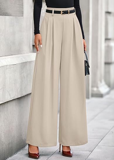 Women's pleated cropped pants in neutral beige featuring a slimming drape silhouette, adjustable waist, and structured pleats
