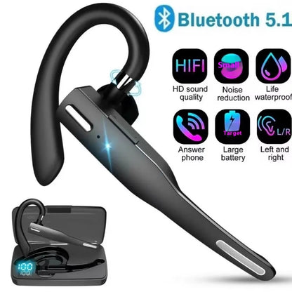 Comfortable Bluetooth Earpiece Wireless Earphone Bluetooth 5.0 Handsfree Earpiece Noise Cancelling HiFi Headset With Dual HD Mic For All Smart Phones Ear Wireless Bluetooth Sport Lightweight Headphones With Case Standby Time For Business Workout Driving
