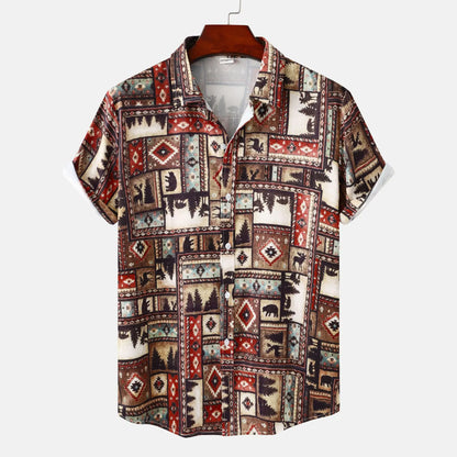 Men's Floral Print Short Sleeve Beach Shirt