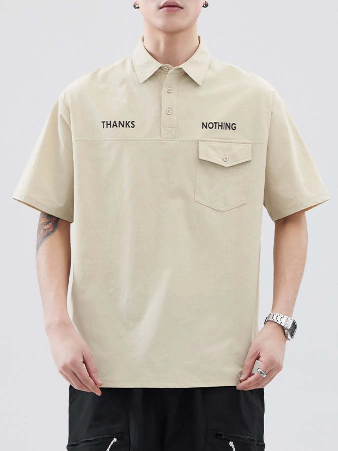 Men's Plus Size Button Detail Short Sleeve Polo