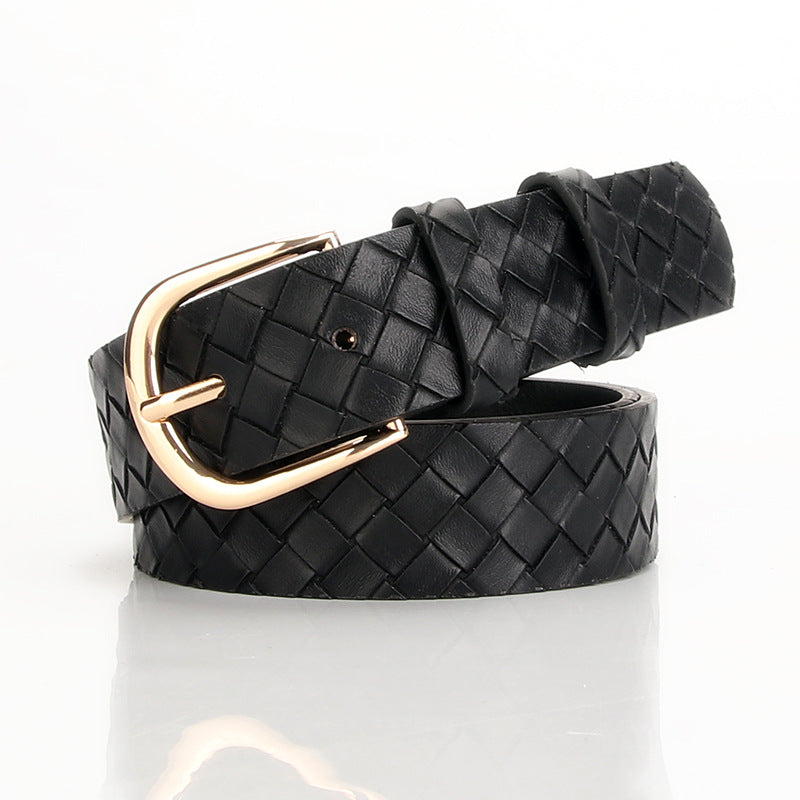 Women's Alloy Pin Buckle Belt Trendy Wild Belt Personality Imitation Weaving