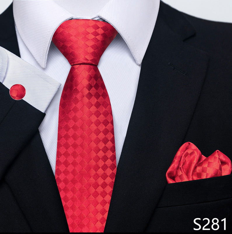 Men's Creative All-match Business Formal Wear Tie Scarf Cuff Buckle Set