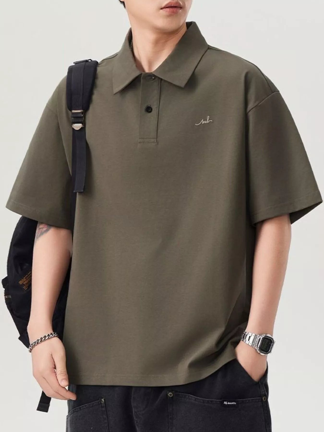 Men's Plus Size Button Detail Short Sleeve Polo
