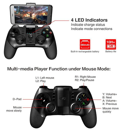 Black Solid Bluetooth Joystick Smartphone Trigger Gamepad Controller Compatible With TV PC Laptop