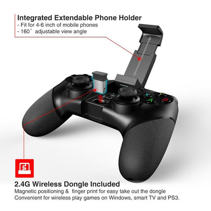 Black Solid Bluetooth Joystick Smartphone Trigger Gamepad Controller Compatible With TV PC Laptop