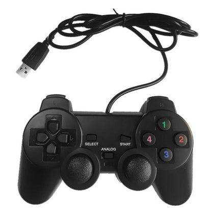 Black Solid Wired Vibration Joystick Gamepad Handle Controller Compatible With PC Laptop Computer