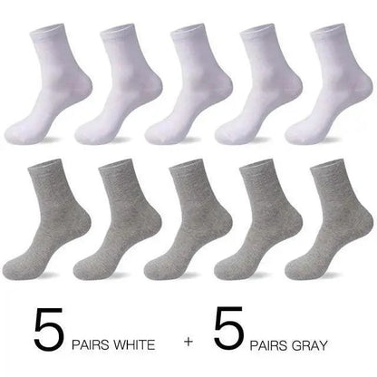 Business Simple White Cotton Socks 10 Pairs Men Breathable Socks Spring Summer Socks for Men Heavy Duty Reinforced Cotton Socks For Men