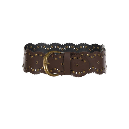 Retro Rivet Wide Female Pin Buckle Belt