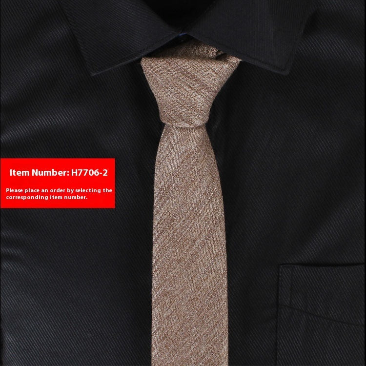 Solid Color Korean Style Narrow Cotton Men's 6cm Formal Wear Business Casual Wedding Tie