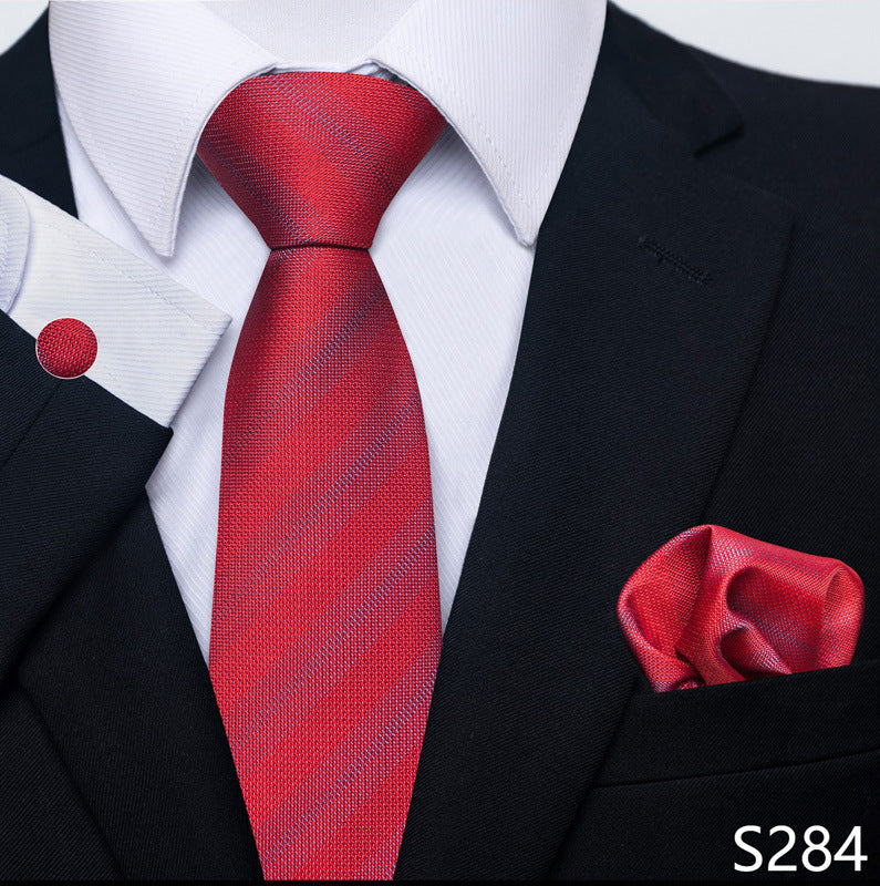 Men's Creative All-match Business Formal Wear Tie Scarf Cuff Buckle Set