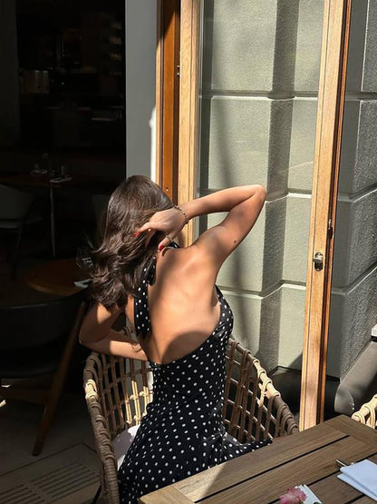 Cheryl Dot Printed Sexy A-Line Dress