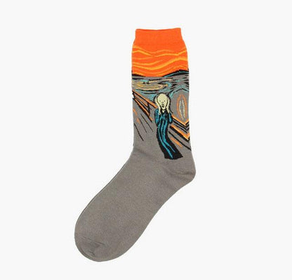 Classic Autumn Winter Retro Personality Art Van Gogh Mural World Famous Oil Painting Female Sock For Men And Women