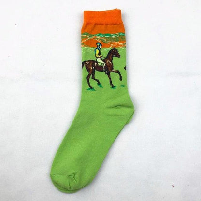 Classic Autumn Winter Retro Personality Art Van Gogh Mural World Famous Oil Painting Female Sock For Men And Women