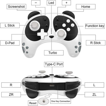 Cute Black White Joystick Wireless Bluetooth Panda Joystick Remote Controller Gamepad Compatible With For PC Laptop