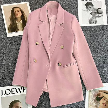 Women's Solid-Color Long-Sleeve Blazer with Metallic Zipper Detail