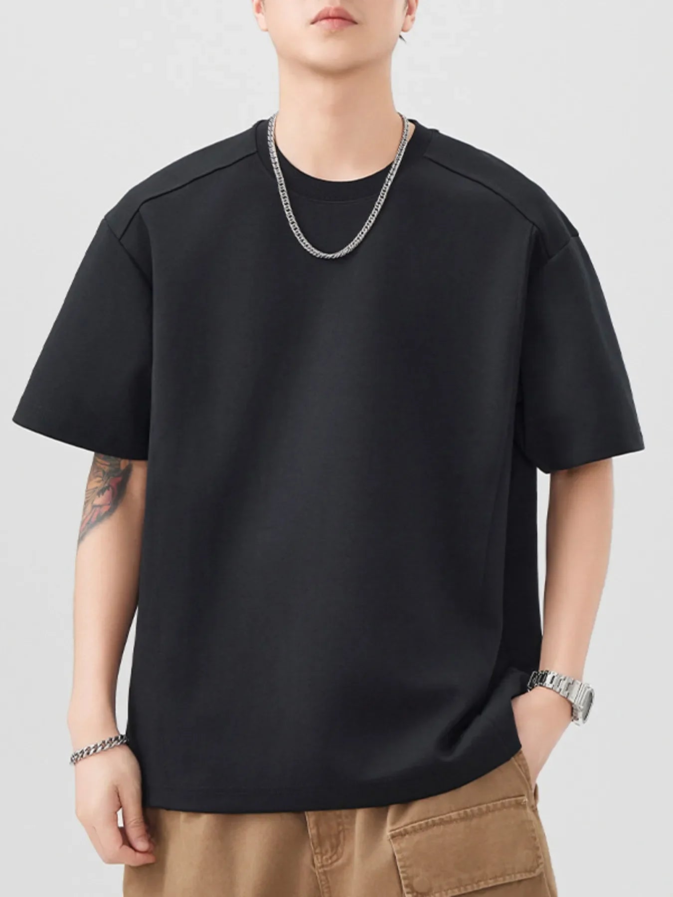 Men's Plus Size Solid Color Casual T-Shirt