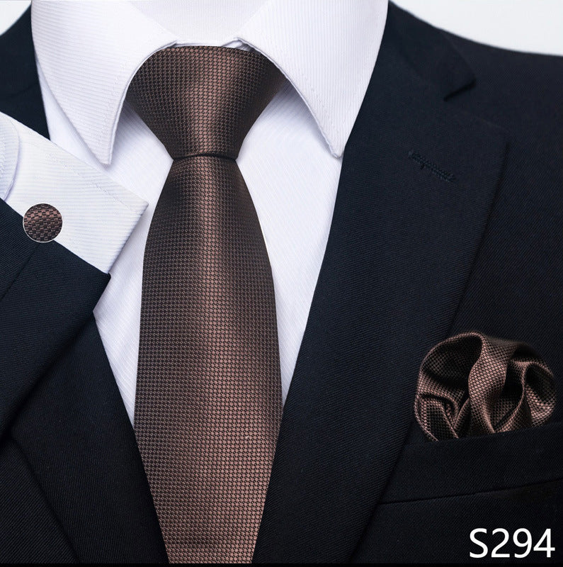 Men's Creative All-match Business Formal Wear Tie Scarf Cuff Buckle Set
