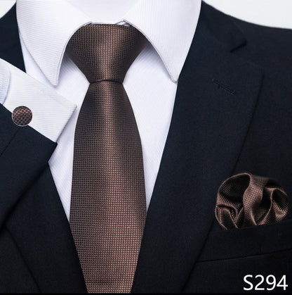 Men's Creative All-match Business Formal Wear Tie Scarf Cuff Buckle Set