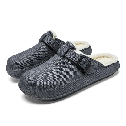 Fleece-Lined Eva Soft Bottom Slippers for Home Travel