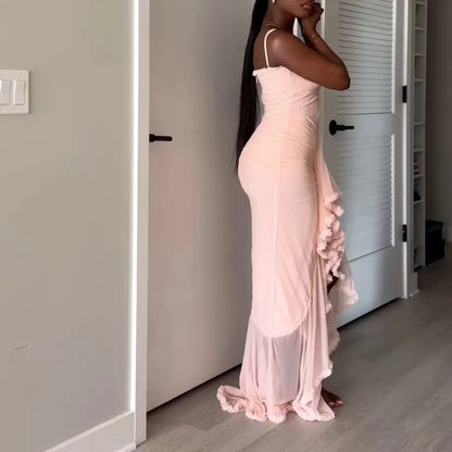 Irregular Ruffles Sling Dress