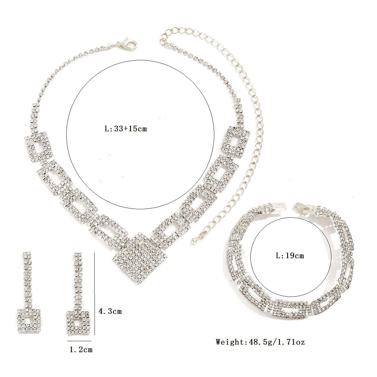 Dazzling 3-Piece Full Rhinestones Jewelry Set (MAC317)