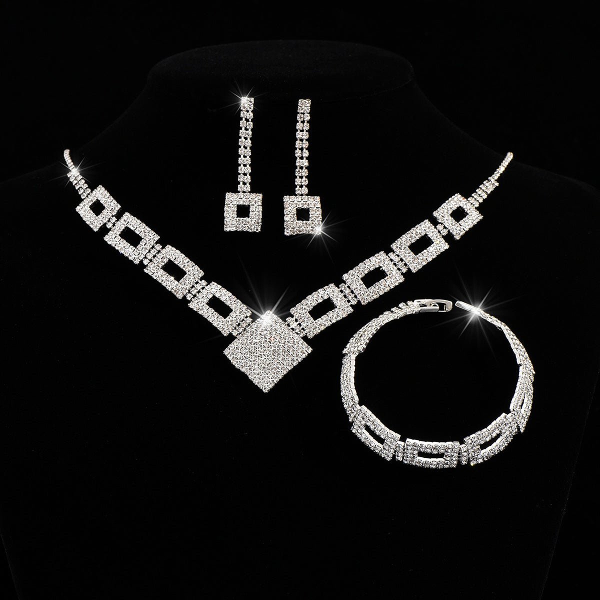 Dazzling 3-Piece Full Rhinestones Jewelry Set (MAC317)