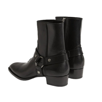 Pointed-toe Leather Martin Boots For Men