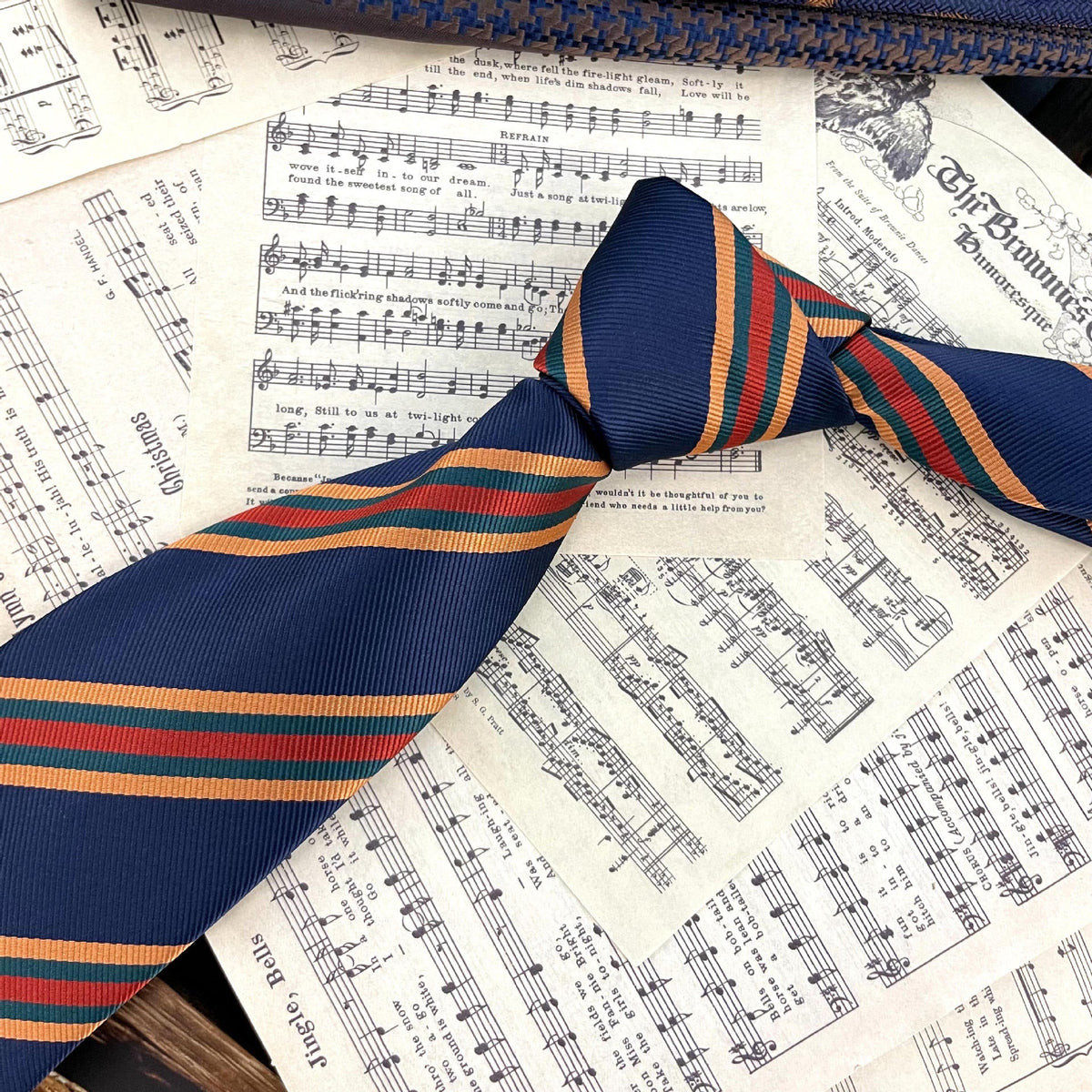 Retro Coffee Color Orange Red Striped Tie Hand Hit 8CM Men