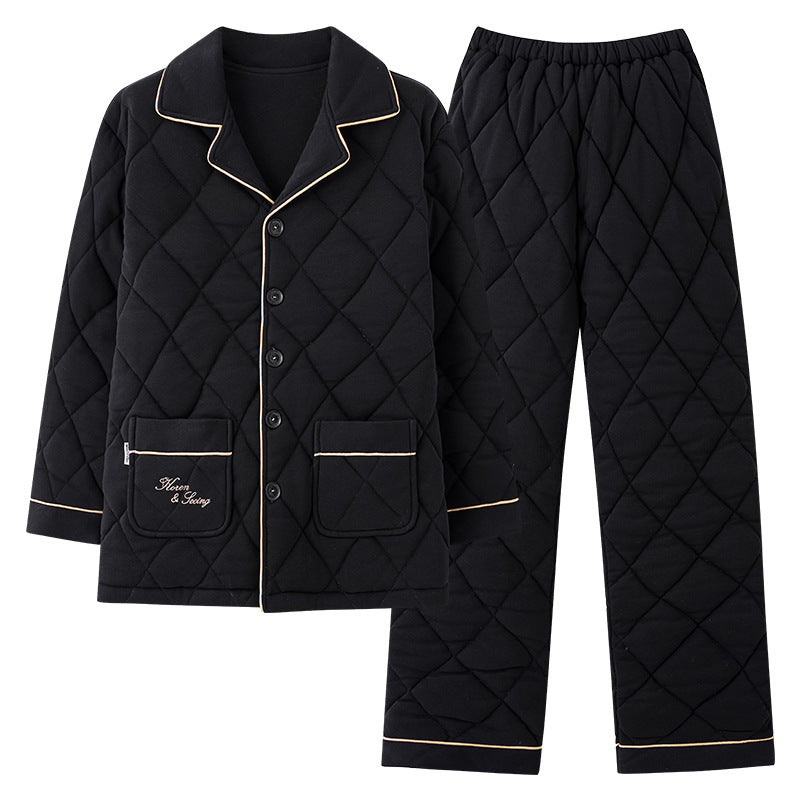 Mens Three-layer Quilted Loungewear For Fall And Winterwear It Indoors Or Out