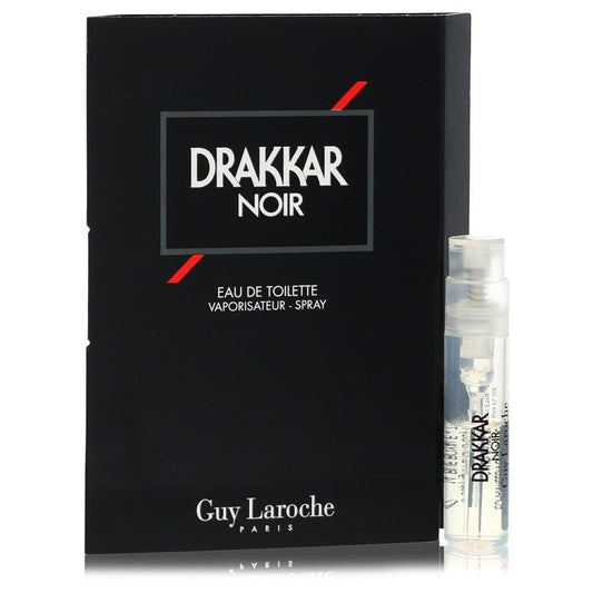 Drakkar Noir by Guy Laroche Eau de Toilette sample vial and black packaging box for men