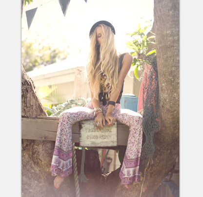 Bohemian Print Bell Bottom Pants