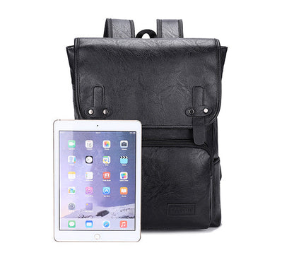 Trendy Men's Retro Backpack Trendy Cover Travel Business Bag Soft Leather Men's Backpack MB21080303