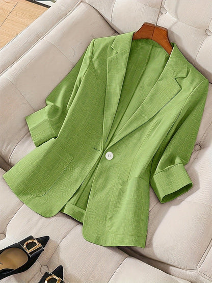 Women's Three-Quarter Sleeve Single-Button Casual Blazer