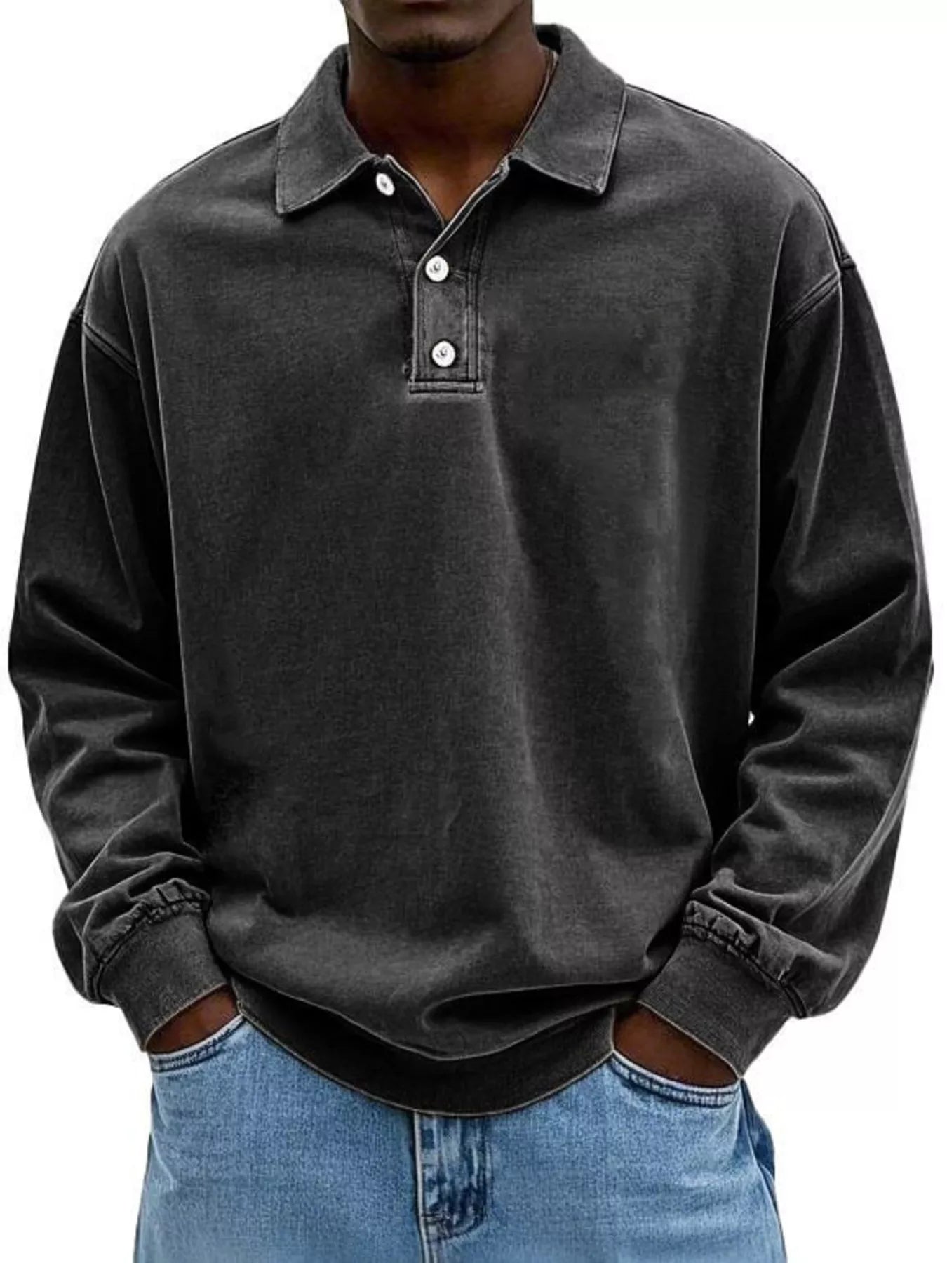 Men's Full Size Vintage Washed Long Sleeve Top Plus Size