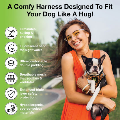 EcoBark Step In Dog Harness - Teacup & Small Breeds- Reflective Soft Mesh Harness for Teacup, Small Dogs and Puppies / Cheetah
