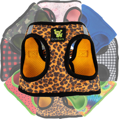 EcoBark Step In Dog Harness - Teacup & Small Breeds- Reflective Soft Mesh Harness for Teacup, Small Dogs and Puppies / Cheetah