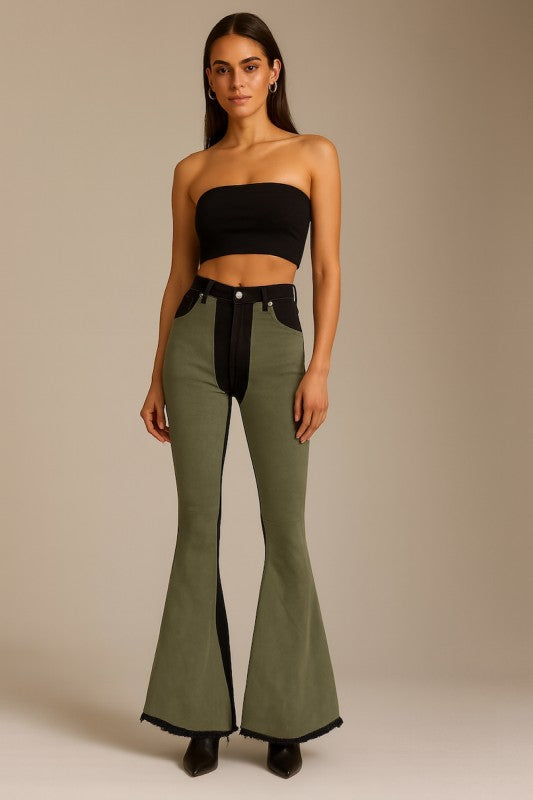 GJG Denim Suede Bell Bottom Jean