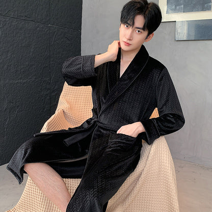 Double-sided Velvet Extra-thick Island Velvet Bathrobe