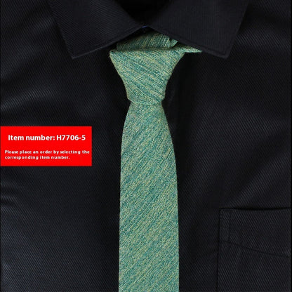 Solid Color Korean Style Narrow Cotton Men's 6cm Formal Wear Business Casual Wedding Tie