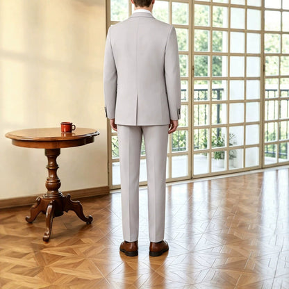 Mens Solid-Color Suit Business Formal Attire Set