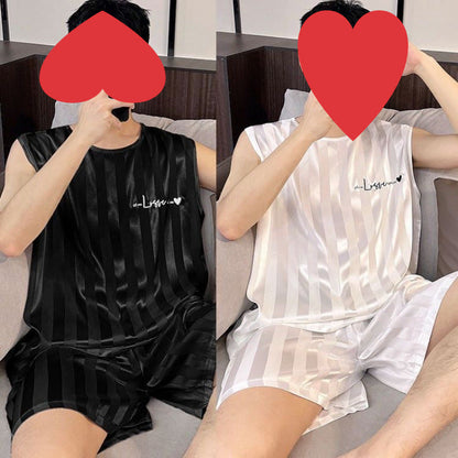 Men's Pajamas Summer Ice Silk Vest Shorts