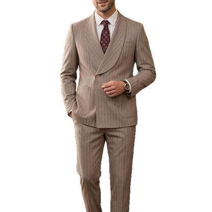 Mens Business Gentleman Formal Double-Breasted Suit Set