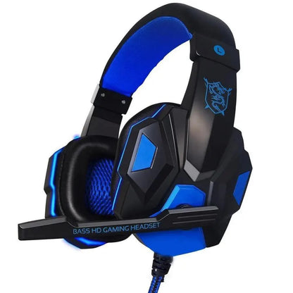 Gaming Red Black Wired Headset Stereo Gamer Headphone  Noise Cancelling Over Ear Headphones With Mic LED Light Bass Surround Soft Memory Earmuffs For Laptop
