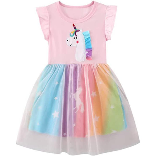 Girl's Cotton Casual Unicorn Dress