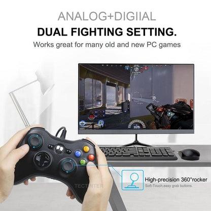High Quality Black USB Wired Joystick Vibration Gamepad Controller Compatible With PC Monitor Laptop Smart TV