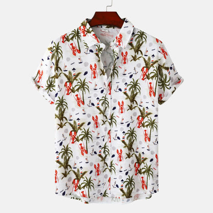 Men's Floral Print Short Sleeve Beach Shirt