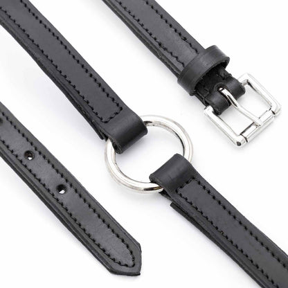 Jeffers Padded Black Leather Dog Collars with O-Ring and Nickel Hardware