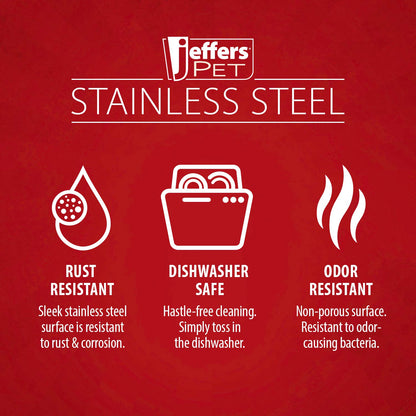 Jeffers Stainless Steel Embossed Wide-Lip Food & Water Pet Bowls