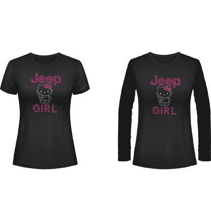 Hi Kitty Jeeper  Rhinestone Tee Short or Long  Sleeve